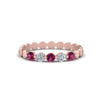 Load image into Gallery viewer, thin-round-diamond-stack-band-with-pink-sapphire-in-rose-gold-FD9548BGSADRPI-NL-RG.jpg
