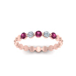 Load image into Gallery viewer, thin-round-diamond-stack-band-with-pink-sapphire-in-rose-gold-FD9548BGSADRPI-NL-RG.jpg
