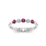 Load image into Gallery viewer, thin-round-diamond-stack-band-with-pink-sapphire-in-white-gold-FD9548BGSADRPI-NL-WG.jpg
