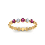 Load image into Gallery viewer, thin-round-diamond-stack-band-with-pink-sapphire-in-yellow-gold-FD9548BGSADRPI-NL-YG.jpg
