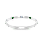 Load image into Gallery viewer, thin-space-out-stackable-diamond-band-with-emerald-in-white-gold-FDEWB9437RORGEMGRANGLE5-NL-WG
