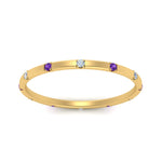 Load image into Gallery viewer, thin-space-out-stackable-diamond-band-with-purple-topaz-in-yellow-gold-FDEWB9437RORGVITOANGLE5-NL-YG

