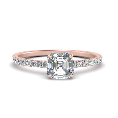 Three Fourth Asscher Cut Under Halo Ring