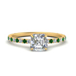 Load image into Gallery viewer, three-fourth-under-halo-asscher-cut-diamond-engagement-ring-with-emerald-in-FD9168ASRGEMGRANGLE3-NL-YG

