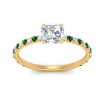 Load image into Gallery viewer, three-fourth-under-halo-asscher-cut-diamond-engagement-ring-with-emerald-in-FD9168ASRGEMGRANGLE3-NL-YG
