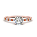 Load image into Gallery viewer, three-fourth-under-halo-asscher-cut-diamond-engagement-ring-with-orange-sapphire-in-FD9168ASRGSAORANGLE3-NL-RG
