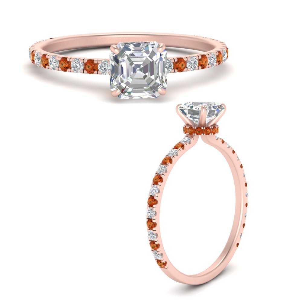 three-fourth-under-halo-asscher-cut-diamond-engagement-ring-with-orange-sapphire-in-FD9168ASRGSAORANGLE3-NL-RG