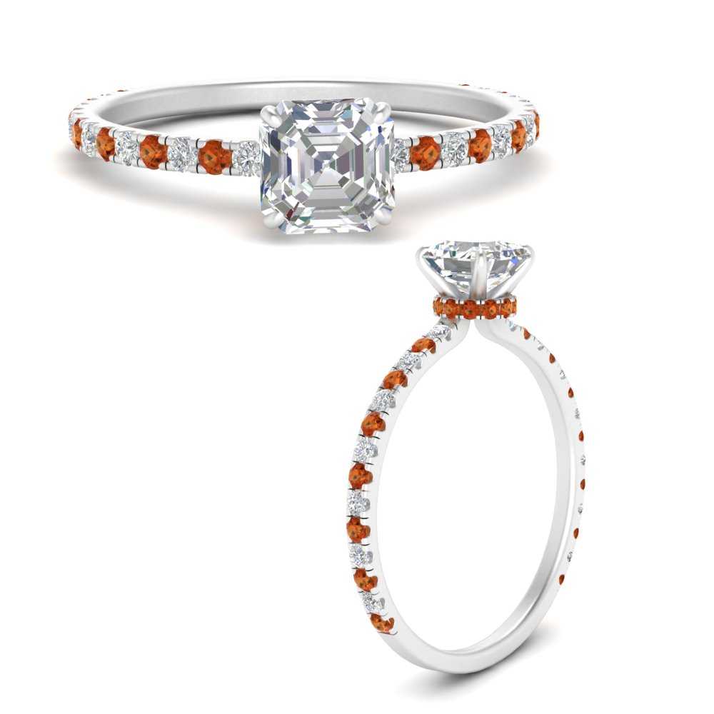 three-fourth-under-halo-asscher-cut-diamond-engagement-ring-with-orange-sapphire-in-FD9168ASRGSAORANGLE3-NL-WG