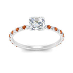 Load image into Gallery viewer, three-fourth-under-halo-asscher-cut-diamond-engagement-ring-with-orange-sapphire-in-FD9168ASRGSAORANGLE3-NL-WG
