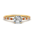 Load image into Gallery viewer, three-fourth-under-halo-asscher-cut-diamond-engagement-ring-with-orange-sapphire-in-FD9168ASRGSAORANGLE3-NL-YG
