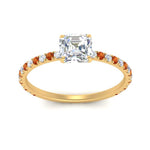 Load image into Gallery viewer, three-fourth-under-halo-asscher-cut-diamond-engagement-ring-with-orange-sapphire-in-FD9168ASRGSAORANGLE3-NL-YG
