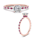 Load image into Gallery viewer, three-fourth-under-halo-asscher-cut-diamond-engagement-ring-with-pink-sapphire-in-FD9168ASRGSADRPIANGLE3-NL-RG
