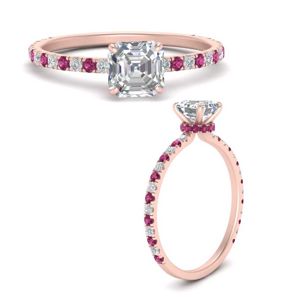 three-fourth-under-halo-asscher-cut-diamond-engagement-ring-with-pink-sapphire-in-FD9168ASRGSADRPIANGLE3-NL-RG
