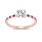 Load image into Gallery viewer, three-fourth-under-halo-asscher-cut-diamond-engagement-ring-with-pink-sapphire-in-FD9168ASRGSADRPIANGLE3-NL-RG
