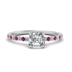 Load image into Gallery viewer, three-fourth-under-halo-asscher-cut-diamond-engagement-ring-with-pink-sapphire-in-FD9168ASRGSADRPIANGLE3-NL-WG
