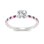 Load image into Gallery viewer, three-fourth-under-halo-asscher-cut-diamond-engagement-ring-with-pink-sapphire-in-FD9168ASRGSADRPIANGLE3-NL-WG
