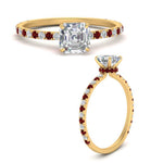 Load image into Gallery viewer, three-fourth-under-halo-asscher-cut-diamond-engagement-ring-with-ruby-in-FD9168ASRGRUDRANGLE3-NL-YG

