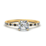 Load image into Gallery viewer, three-fourth-under-halo-asscher-cut-engagement-ring-with-black-diamond-in-FD9168ASRGBLACKANGLE3-NL-YG
