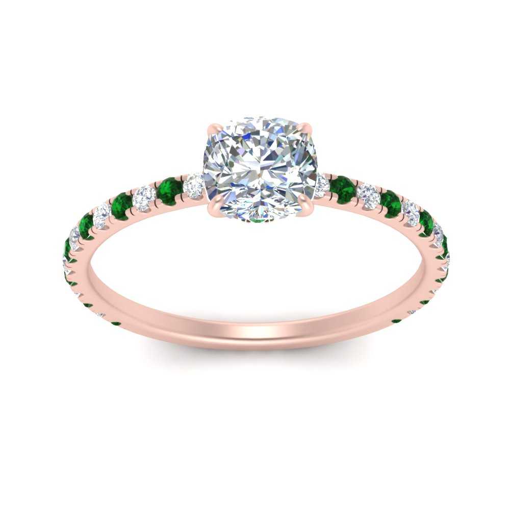 three-fourth-under-halo-cushion-cut-diamond-engagement-ring-with-emerald-in-FD9168CURGEMGRANGLE3-NL-RG