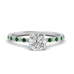 Load image into Gallery viewer, three-fourth-under-halo-cushion-cut-diamond-engagement-ring-with-emerald-in-FD9168CURGEMGRANGLE3-NL-WG
