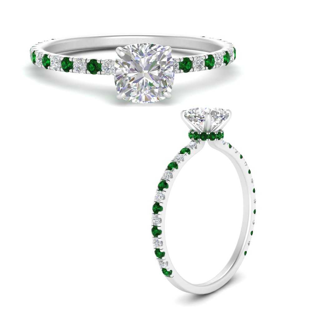 three-fourth-under-halo-cushion-cut-diamond-engagement-ring-with-emerald-in-FD9168CURGEMGRANGLE3-NL-WG