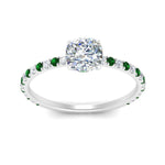 Load image into Gallery viewer, three-fourth-under-halo-cushion-cut-diamond-engagement-ring-with-emerald-in-FD9168CURGEMGRANGLE3-NL-WG
