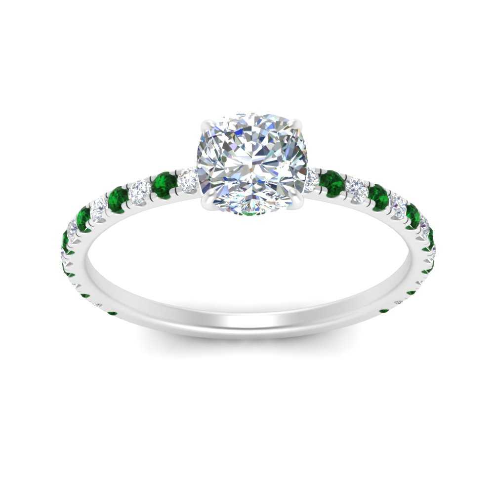 three-fourth-under-halo-cushion-cut-diamond-engagement-ring-with-emerald-in-FD9168CURGEMGRANGLE3-NL-WG