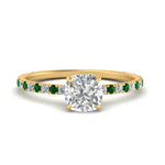Load image into Gallery viewer, three-fourth-under-halo-cushion-cut-diamond-engagement-ring-with-emerald-in-FD9168CURGEMGRANGLE3-NL-YG
