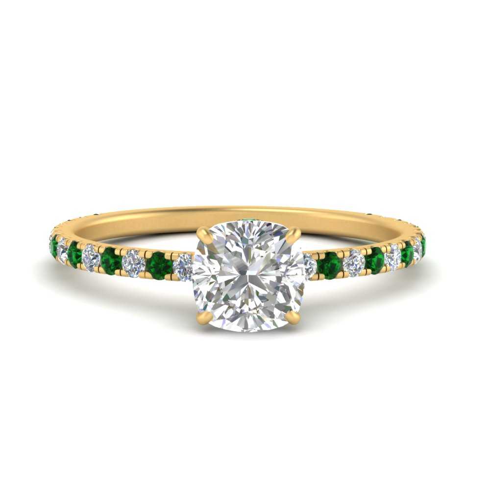 three-fourth-under-halo-cushion-cut-diamond-engagement-ring-with-emerald-in-FD9168CURGEMGRANGLE3-NL-YG