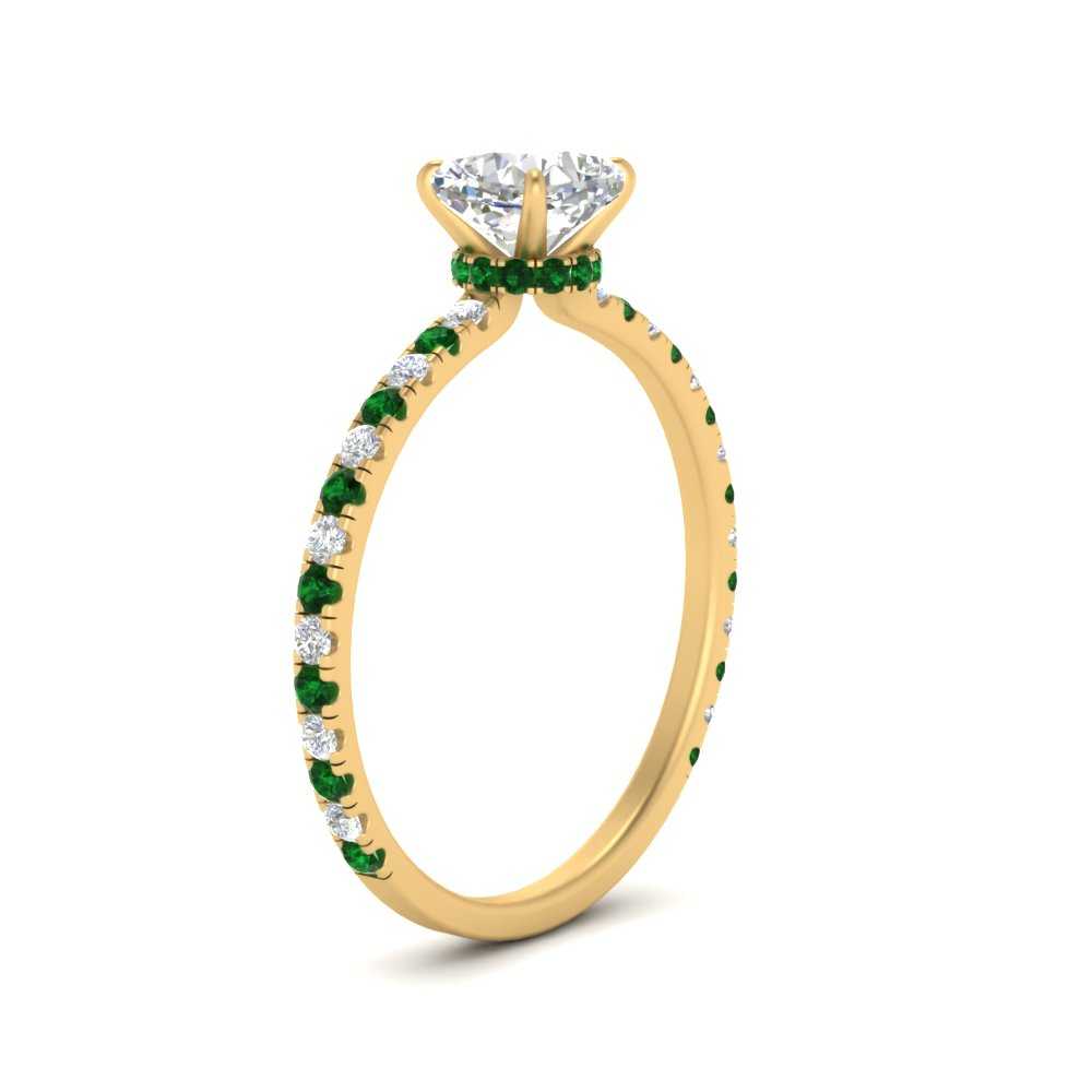 three-fourth-under-halo-cushion-cut-diamond-engagement-ring-with-emerald-in-FD9168CURGEMGRANGLE3-NL-YG