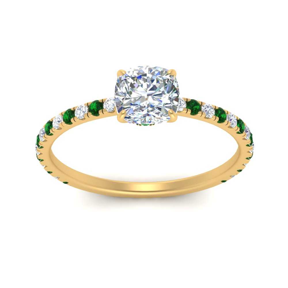 three-fourth-under-halo-cushion-cut-diamond-engagement-ring-with-emerald-in-FD9168CURGEMGRANGLE3-NL-YG
