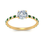 Load image into Gallery viewer, three-fourth-under-halo-cushion-cut-diamond-engagement-ring-with-emerald-in-FD9168CURGEMGRANGLE3-NL-YG
