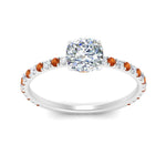 Load image into Gallery viewer, three-fourth-under-halo-cushion-cut-diamond-engagement-ring-with-orange-sapphire-in-FD9168CURGSAORANGLE3-NL-WG
