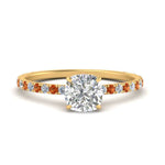 Load image into Gallery viewer, three-fourth-under-halo-cushion-cut-diamond-engagement-ring-with-orange-sapphire-in-FD9168CURGSAORANGLE3-NL-YG
