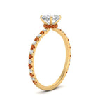Load image into Gallery viewer, three-fourth-under-halo-cushion-cut-diamond-engagement-ring-with-orange-sapphire-in-FD9168CURGSAORANGLE3-NL-YG

