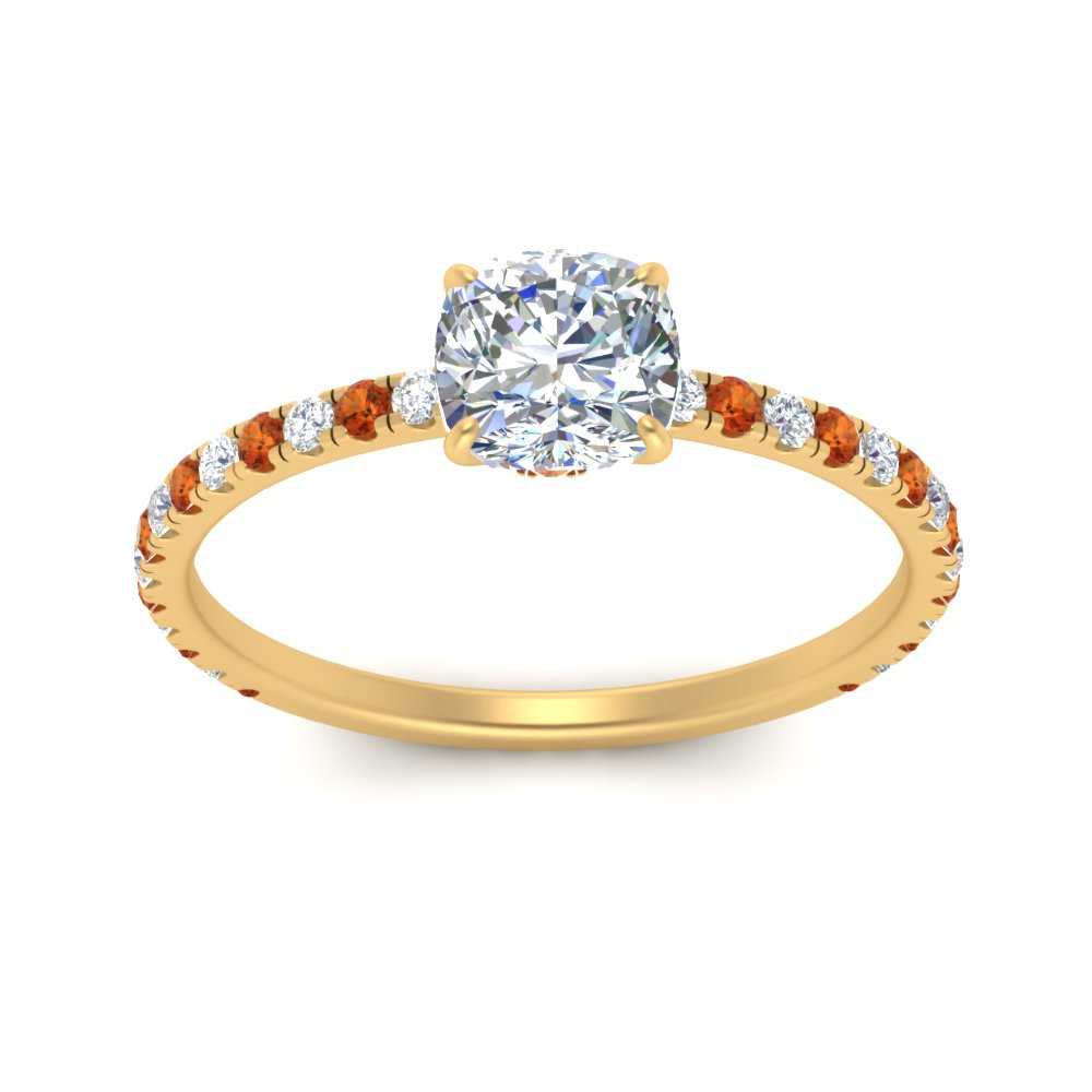 three-fourth-under-halo-cushion-cut-diamond-engagement-ring-with-orange-sapphire-in-FD9168CURGSAORANGLE3-NL-YG