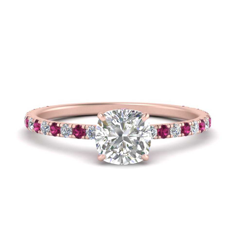 three-fourth-under-halo-cushion-cut-diamond-engagement-ring-with-pink-sapphire-in-FD9168CURGSADRPIANGLE3-NL-RG