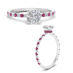 Load image into Gallery viewer, three-fourth-under-halo-cushion-cut-diamond-engagement-ring-with-pink-sapphire-in-FD9168CURGSADRPIANGLE3-NL-WG
