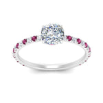 Load image into Gallery viewer, three-fourth-under-halo-cushion-cut-diamond-engagement-ring-with-pink-sapphire-in-FD9168CURGSADRPIANGLE3-NL-WG
