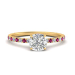 Load image into Gallery viewer, three-fourth-under-halo-cushion-cut-diamond-engagement-ring-with-pink-sapphire-in-FD9168CURGSADRPIANGLE3-NL-YG
