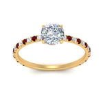 Load image into Gallery viewer, three-fourth-under-halo-cushion-cut-diamond-engagement-ring-with-ruby-in-FD9168CURGRUDRANGLE3-NL-YG
