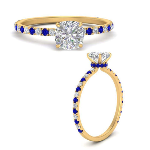 three-fourth-under-halo-cushion-cut-diamond-engagement-ring-with-sapphire-in-FD9168CURGSABLANGLE3-NL-YG