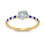 Load image into Gallery viewer, three-fourth-under-halo-cushion-cut-diamond-engagement-ring-with-sapphire-in-FD9168CURGSABLANGLE3-NL-YG
