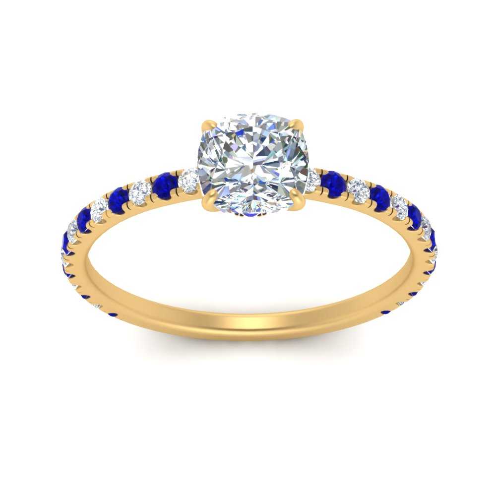 three-fourth-under-halo-cushion-cut-diamond-engagement-ring-with-sapphire-in-FD9168CURGSABLANGLE3-NL-YG