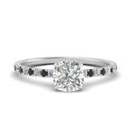 Load image into Gallery viewer, three-fourth-under-halo-cushion-cut-engagement-ring-with-black-diamond-in-FD9168CURGBLACKANGLE3-NL-WG
