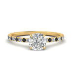 Load image into Gallery viewer, three-fourth-under-halo-cushion-cut-engagement-ring-with-black-diamond-in-FD9168CURGBLACKANGLE3-NL-YG
