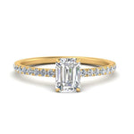Load image into Gallery viewer, three-fourth-under-halo-emerald-cut-diamond-engagement-ring-in-FD9168EMRANGLE3-NL-YG
