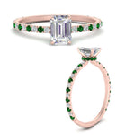 Load image into Gallery viewer, three-fourth-under-halo-emerald-cut-diamond-engagement-ring-with-emerald-in-FD9168EMRGEMGRANGLE3-NL-RG
