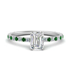 Load image into Gallery viewer, three-fourth-under-halo-emerald-cut-diamond-engagement-ring-with-emerald-in-FD9168EMRGEMGRANGLE3-NL-WG
