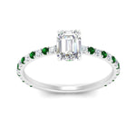 Load image into Gallery viewer, three-fourth-under-halo-emerald-cut-diamond-engagement-ring-with-emerald-in-FD9168EMRGEMGRANGLE3-NL-WG